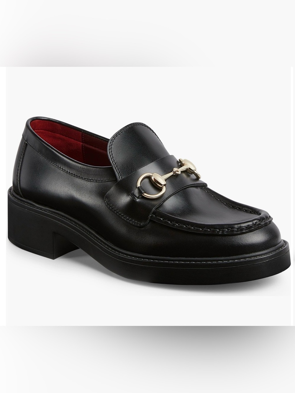 Gucci Women's Mr Horsebit Chunky Loafer Black Leather EU 39